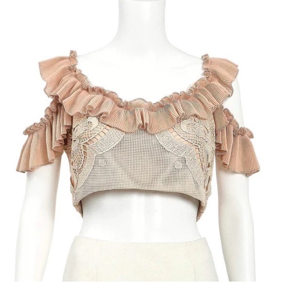 ALICE MCCALL Signed Sealed Lace Ruffle Cold Shoulder Crop Top - Picture 11 of 16